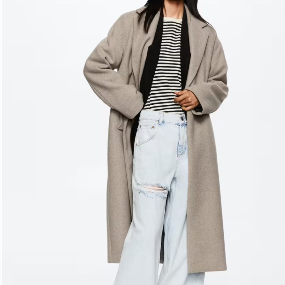 MANGO OVERSIZE  WOOL GREY COAT